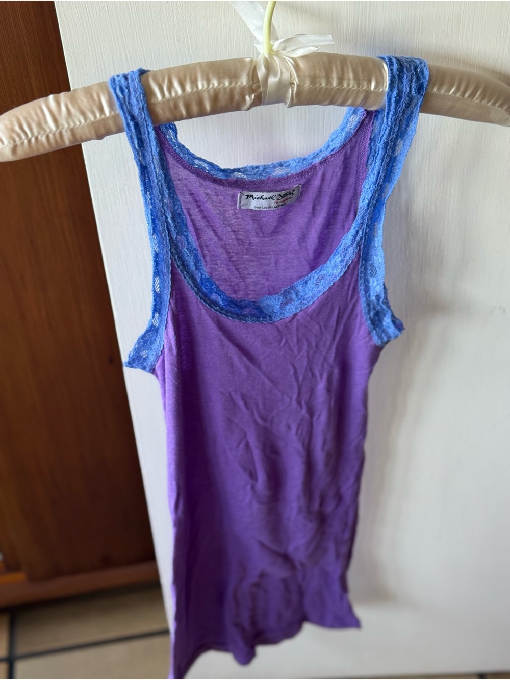 Michael Stars Purple Tank with Blue Lace Trim